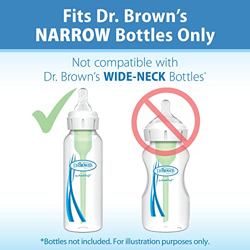 Dr. Brown’s Natural Flow Level 2 Narrow Baby Bottle Silicone Nipple, Medium Flow, 3m+, 100% Silicone Bottle Nipple, 6 Count