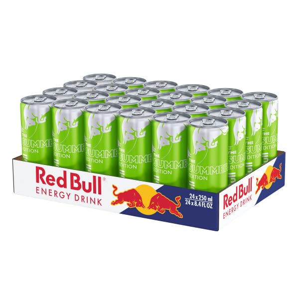 Red Bull Green Edition Energy Drink, Curuba Elderflower, with 80mg Caffeine plus Taurine & B Vitamins, 8.4 Fl Oz, Pack of 24 Cans