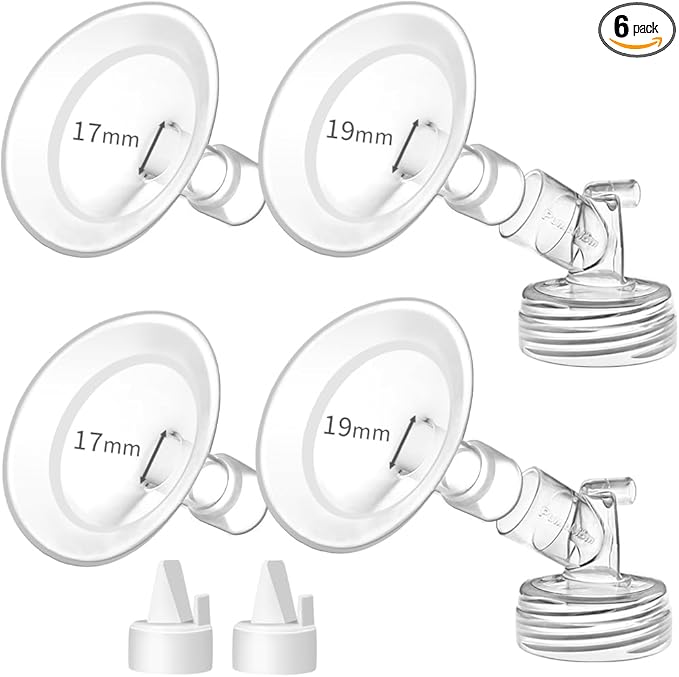 PumpMom-us 17mm and 19mm Oval Flanges Compatible with Spectra S2 S1 9 Plus Pump Parts, Replacement Breast Shield and Duckbill Valves for Spectra Flange Accessories (17mm + 19mm)