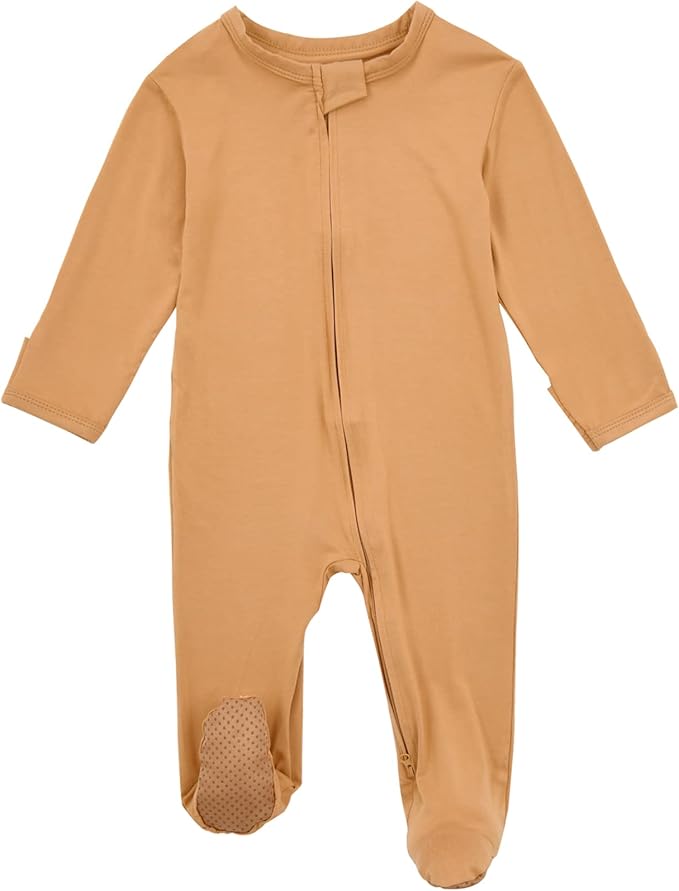 Aablexema Baby Footie Pajamas Zipper - Rayon from Bamboo Infant Footed Pjs with Mittens Sleepwear Jammies