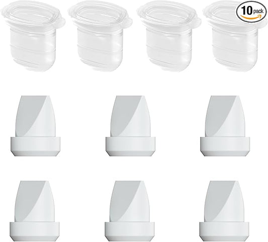6pcs Duckbill Valves and 4pcs Diaphragm Compatible with Momcozy Mobile Style M6, Replace for M6 Breast Pump Replacement Accessories, Fit for Momcozy Pump Part, Not Original Parts, Gray