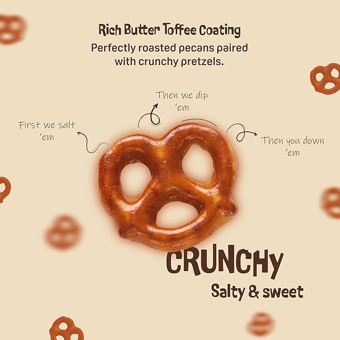 Southern Roasted Pecan Pretzels – 4 Oz Gourmet Snack, Crunchy Bite-Sized with Rich Butter Toffee Coating – A Taste of Texas in Every Bite Austin Pretzel (Pack of 4)