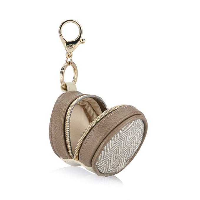 Itzy Ritzy Pacifier Holder Case with Clip - Pacifier Case Includes Clasp to Easily Attach to a Diaper Bag or Purse, Measures 2.5" in Diameter and Holds 2 Pacifiers (Vanilla Latte)