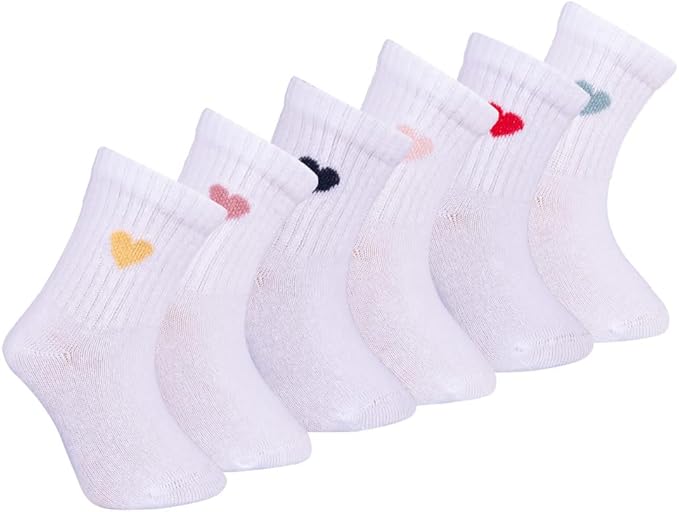 Bella Seamless-Toe Turkish Cotton Ribbed Crew Socks - Stylish and Cozy 6-Pack Baby & Toddler Socks