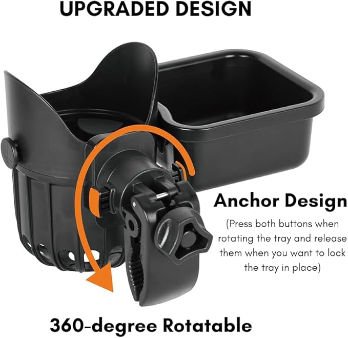 Removable Stroller Snack Tray With Universal Cup Holder, Detachable Attachment and Accessories, Bike Cup Holder, 2 in 1 Detachable Snack Tray