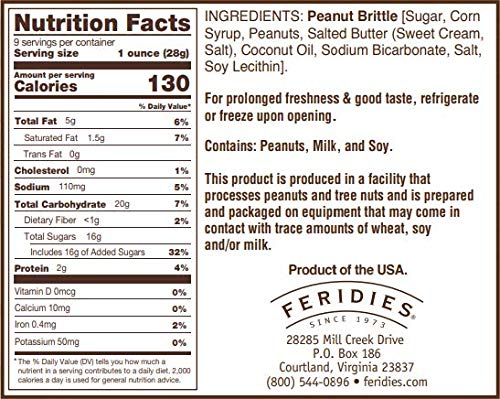 FERIDIES Peanut Sampler Gift Set with Salted Virginia Peanuts, Brittle, Honey Roasted, and 5 O'clock Crunch, 36 Oz 4 Piece Assortment