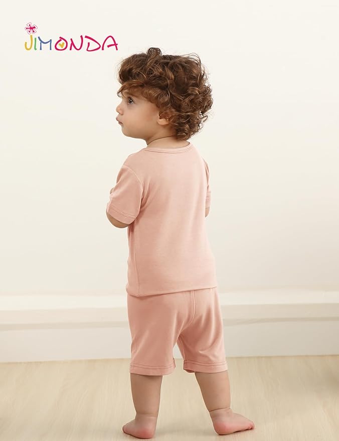 Jimonda Toddler Kids Girls Boys Pajamas Sets Soft Comfy Jammies Tencel Solid Raglan Sleepwear Pajamas Pjs 2pcs Set 18M-8Y