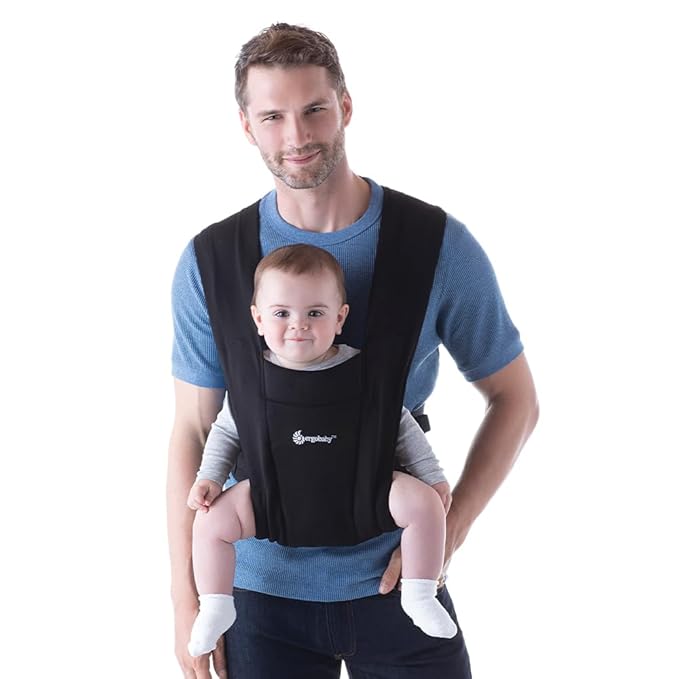 Ergobaby Embrace Baby Carrier Newborn to Toddler - Breathable Baby Carriers for Summer - Cozy Essentials (7-25 Pounds), Ponte Knit, Pure Black