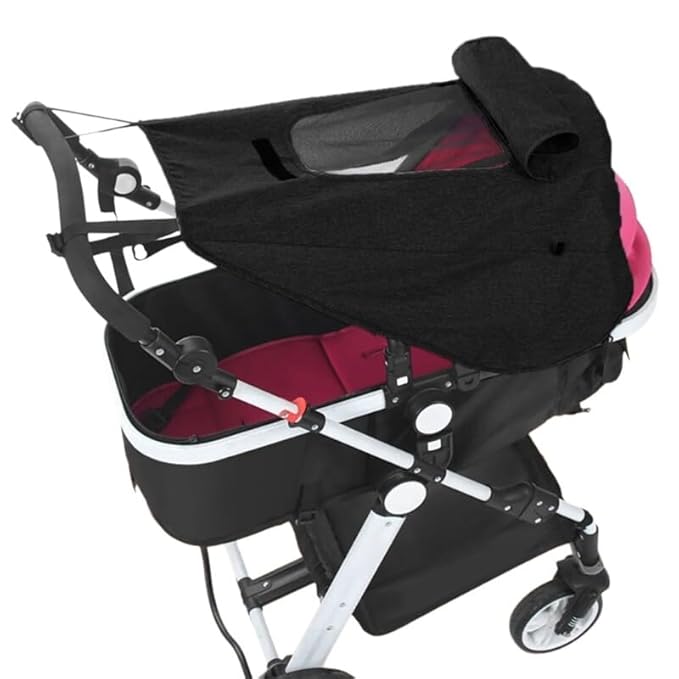 Waterproof Baby Stroller Sun Shade Stroller Shade Extender Canopy Pram Sun Protection UPF50+ Blackout Cover Shield Pushchair Baby Car Seat Strollers Awning Sunshade Extension with Viewing Window