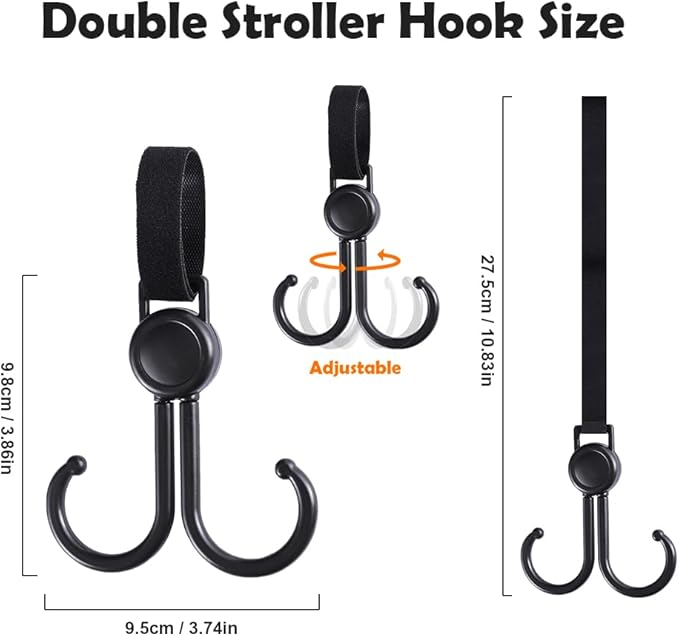 Abnaok Stroller Organizer Bag for Doona with 2PCS Double Stroller Hook, Infant Car Seat Stroller,Large Capacity Diaper Bag, Stroller Accessories Easy Access Zipper Design