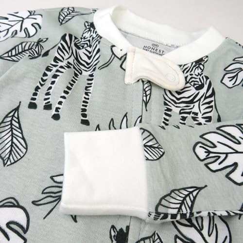 HonestBaby Non-Slip Footed Pajamas One-Piece Sleeper Zip-Front Pjs 100% Organic Cotton for Baby Girls