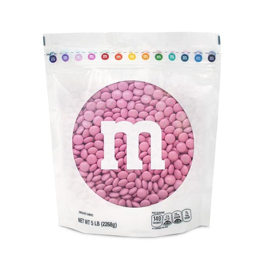 M&M’S WORLD Pink Milk Chocolate Candy, 5lbs of M&M'S in Resealable Pack for Candy Bars, Birthdays, Baby Showers, Gender Reveals, It's A Girl, Dessert Tables & DIY Party Favors