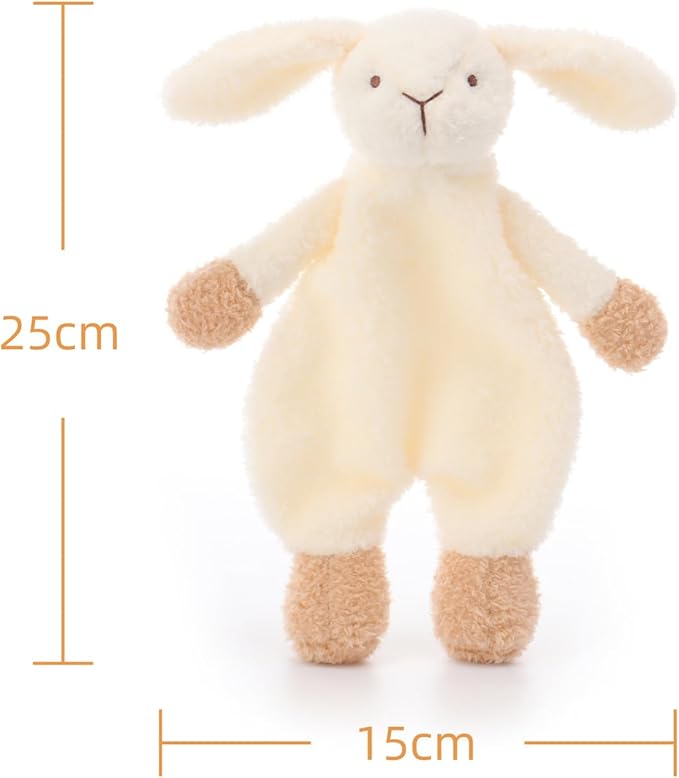 Apricot Lamb Stuffed Animals Security Blanket White Bunny Rabbit Infant Nursery Character Blanket Luxury Snuggler Plush(White Bunny, 10 Inches)