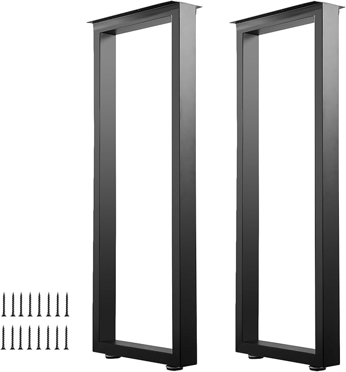 40 Inch Metal Bar Table Legs, Heavy Duty Dining Table Leg with Adjustment Feet Furniture Legs, Black, Set of 2