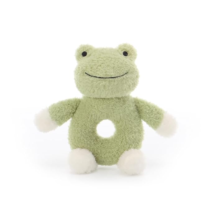 Apricot Lamb Baby Frog Soft Rattle Toy, Plush Stuffed Animal for Newborn Soft Over 0 Months (Frog, 6 Inches)