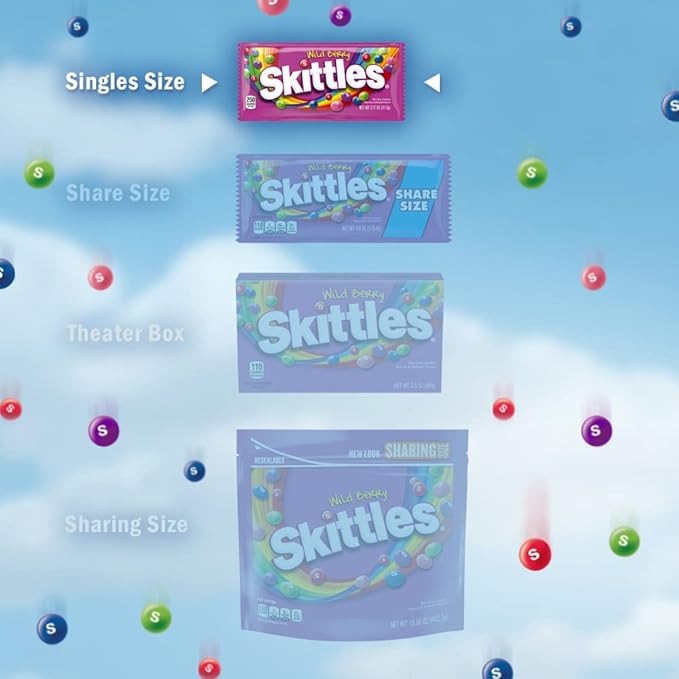 SKITTLES Candy, Wild Berry Fruit Chews Candy, 2.17 oz (36 Count)