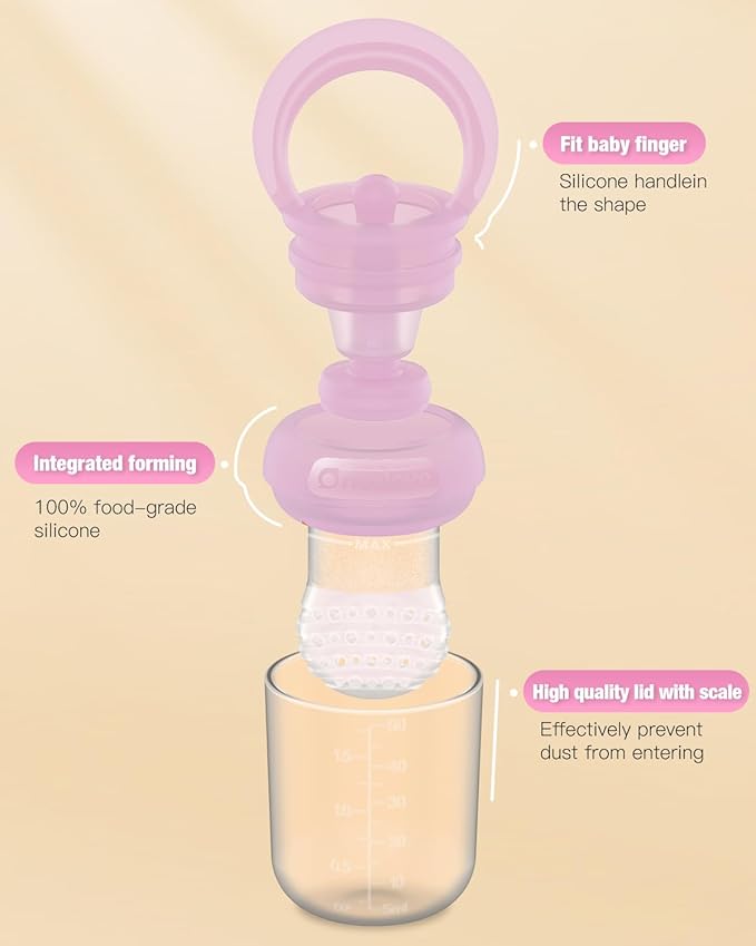 Baby Fruit Feeder & Popsicle Molds Tray Combo, New Born Must Haves and Babies Led Weaning Supplies for Safe Infant Self Feeding, 6+ Month (Pink)