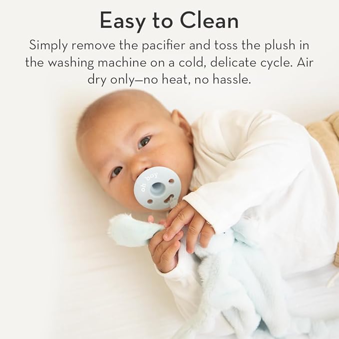 Pacifier Holder with Detachable Pacifier by Bella Tunno, Soft Animal Lovey Snuggle Toy Attaches to Teethers, Baby Gift for Newborn Boys and Girls, Babies 0+ Months, Elephant