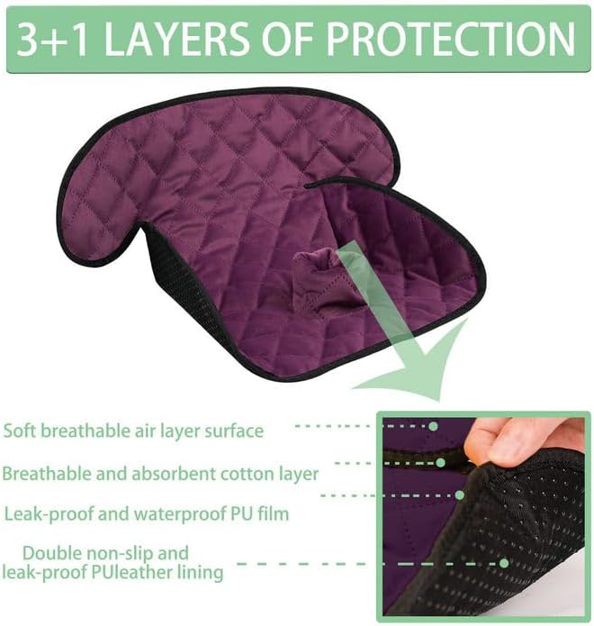MOOB Waterproof Car Seat Protector - 2 Pack Premium Carseat Liner for Babies & Toddlers, Machine Washable & Quick-Dry, Anti-Slip Backing, Potty Training Pad for Infant Car Seat & Stroller (Purple)