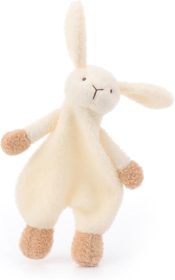 Apricot Lamb Stuffed Animals Security Blanket White Bunny Rabbit Infant Nursery Character Blanket Luxury Snuggler Plush(White Bunny, 10 Inches)