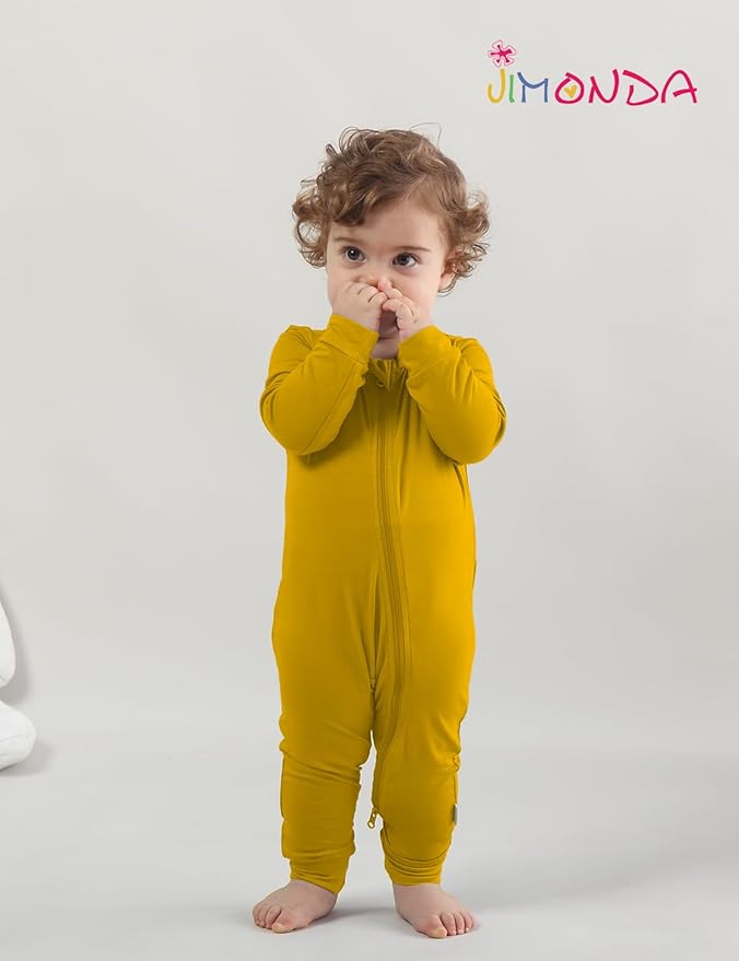 Jimonda Baby Romper Boys Girls Bamboo Pajamas 2-Way Zipper Footless Unisex Long Sleeve Sleepers Sleep and Play 0-24 Months