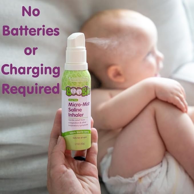 Boogie Micro-Mist Saline Inhaler Refill, Baby Nose Congestion Relief, Nasal Spray for Kids, Pediatrician Recommended, Unscented, 1.7 oz (Pack of 1)