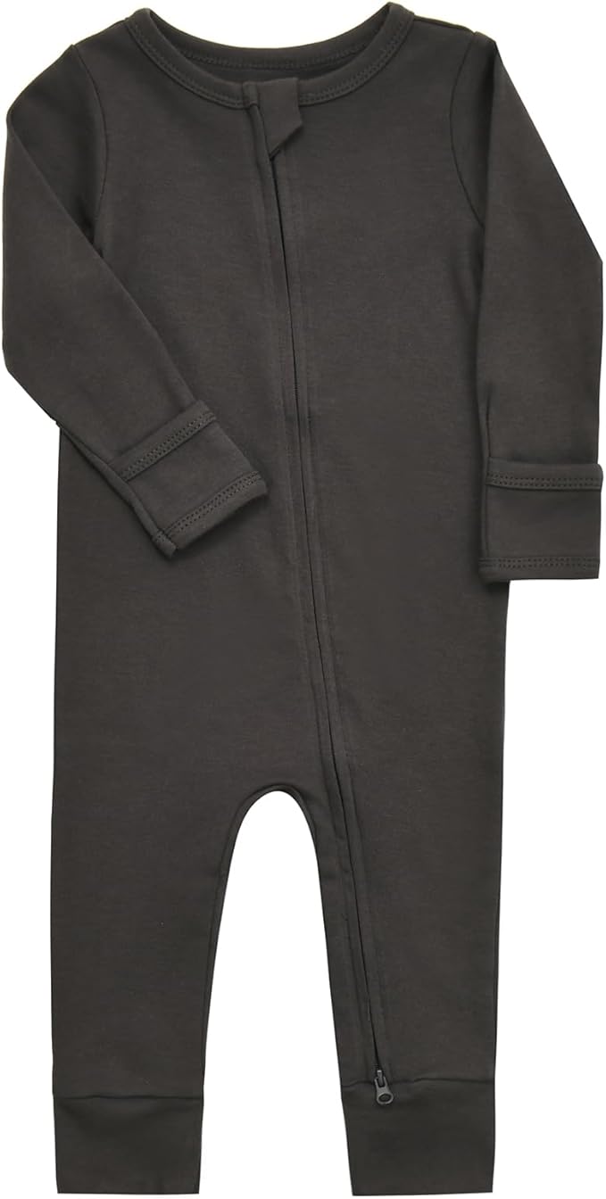 Aablexema Baby Cotton Fooltess Pajamas with Mitten, 3-pack Infant Romper Zip Up One Piece Jumpsuits Outfit