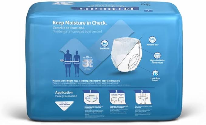 FitRight Adult Incontinence Underwear, Heavy Absorbency, 3X-Large, 75"-94" Waist (20 Count)