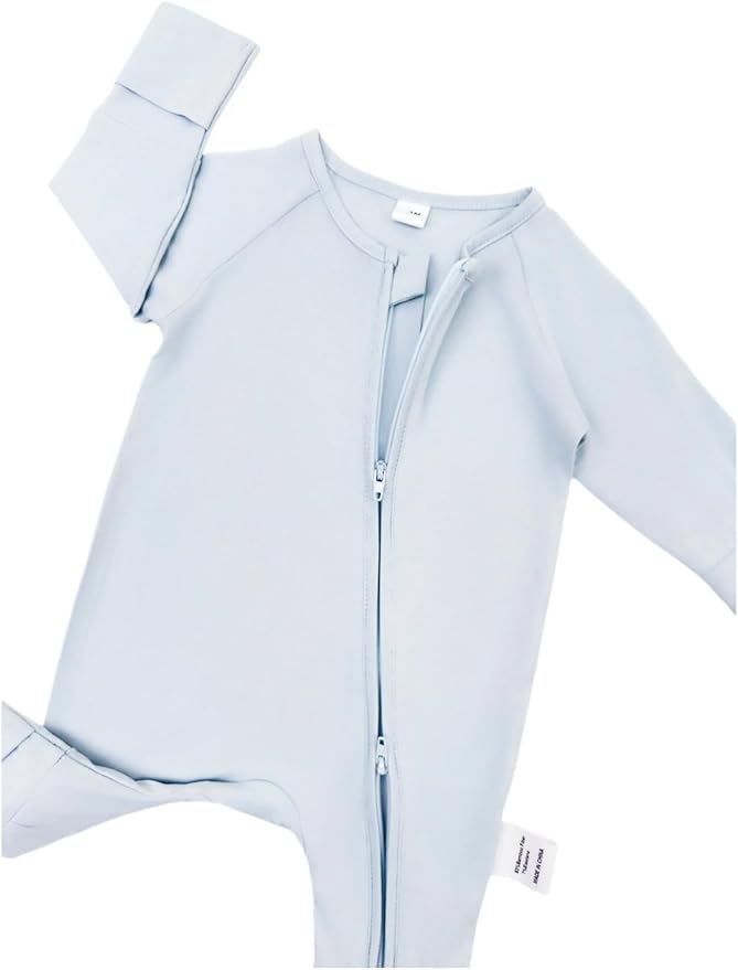 Bow Dream Bamboo Rayon Baby Boy Romper Footed Long Sleeve Footies Newborn Girl Clothes Footless with Zipper and Mitten Cuffs