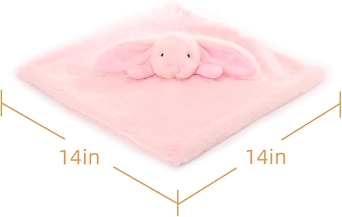 Apricot Lamb Stuffed Animals Pink Bunny Rabbit Security Blanket Infant Baby Lovey (Pink Bunny)