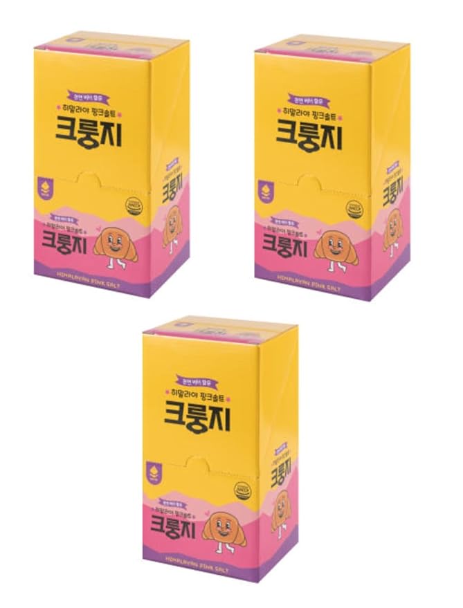K FOOD KOREAN FOOD Flat Croissant Himalayan Pink Salt – Bulk Pack (30 Count), Crispy Croissant Snack with 26.43% Natural Butter, Individually Wrapped for Freshness & Convenience, 크룽지, 히말라야 핑크솔트
