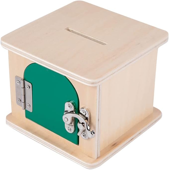 Adena Montessori Coin Lock Box,2 in 1 Object Permanence Box Toys for 1 Year Old Baby Coins,Wooden Mechanisms Help Develop Probelm Solving Skills Toys for 6-12 Month Infant Toys,Learning Kids Gifts