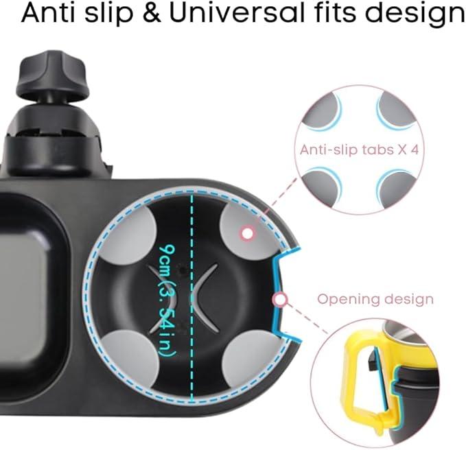 Universal Snack Tray for Stroller with Stroller Cup Holder, Universal Stroller Snack Tray with Cup Holder, Stroller Tray Attachment and Stroller Accessories