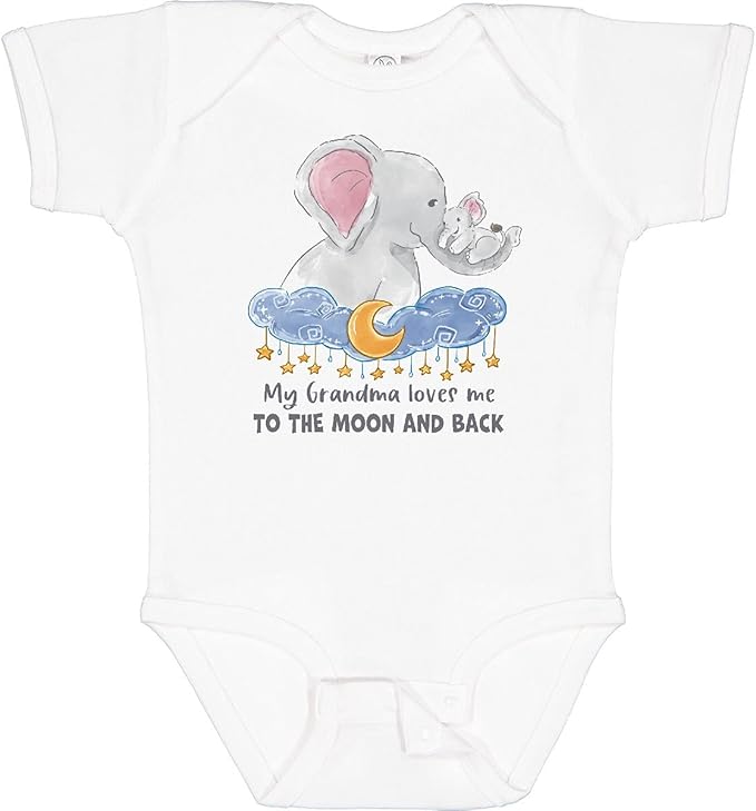 inktastic My Grandma Loves Me To the Moon and Back Elephant Family Baby Bodysuit