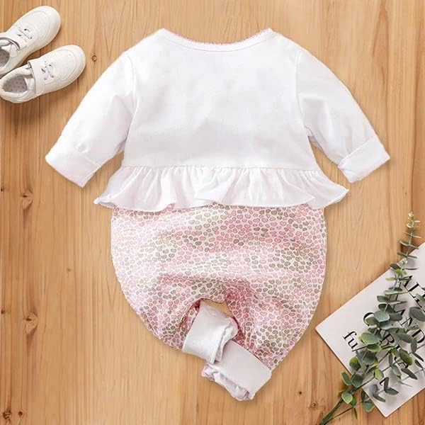 Cute Giraffe + Zebra With Floral Print Long Sleeve Baby Girl Clothes White Jumpsuit For Baby One-Piece Romper
