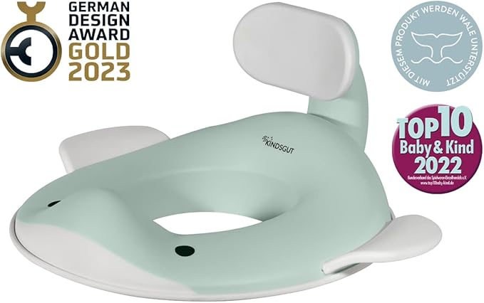 Kindsgut Potty Training Seat in whale design, designed in Germany, suitable for all toilet shapes non-slip toilet seat, Aquamarine