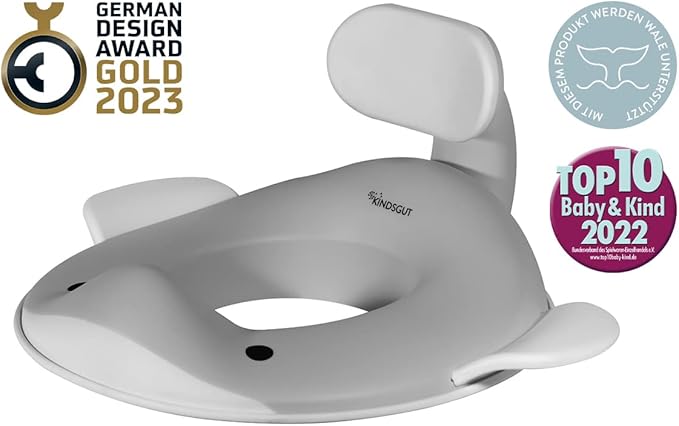 Kindsgut Potty Training Seat in whale design, designed in Germany, suitable for all toilet shapes non-slip toilet seat, Dark Grey