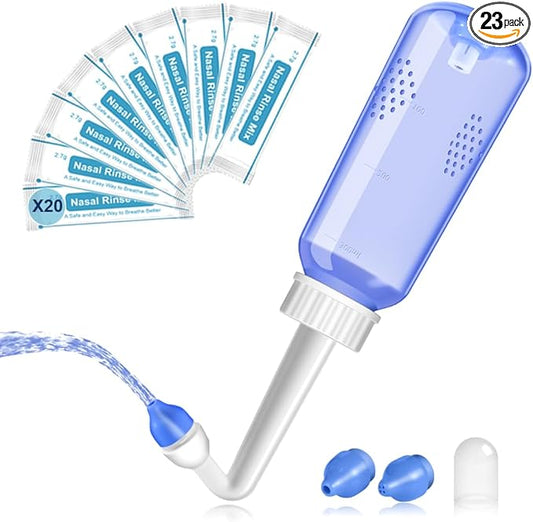 Nasal Irrigation System-300ml 10oz Nasal Wash Bottle Sinus Rinse Bpa-Free for Adult & Kid with 20 Nasal Wash Salt Packets