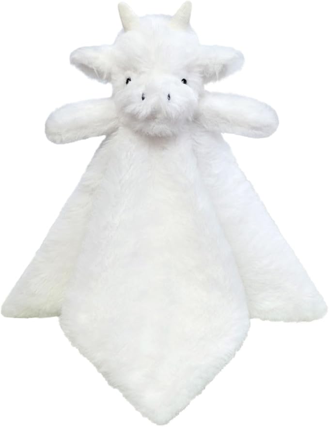 Baby White Dragon Soft Stuffed Animal Security Blanket, Plush Dinosaur Character Lovey Blanket, Baby Shower/Nursery Gift, Newborn Infant Toddler Snuggle Blankie for Girls Boys, 14 Inches