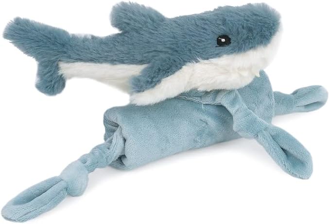 MON AMI Seaborn Shark Plush Lovey for Babies – 13.5” | Knotted Security Blanket for Newborns