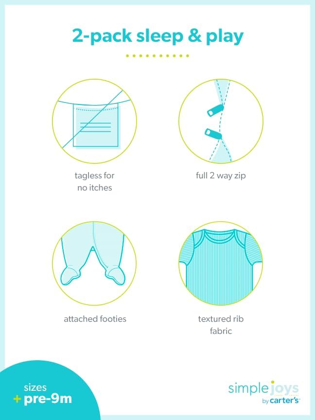 Simple Joys by Carter's Baby Boys' 2-Pack 2-Way Zip Cotton Footed Sleep and Play