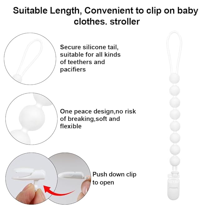Baby Food Grade Silicone Sport Ball Teether Toy with Pacifier Clip Holder,Teething Toys Gift Set for 3 Months+ Boys and Girls,Freezer Safe,BPA Free. (Baseball)