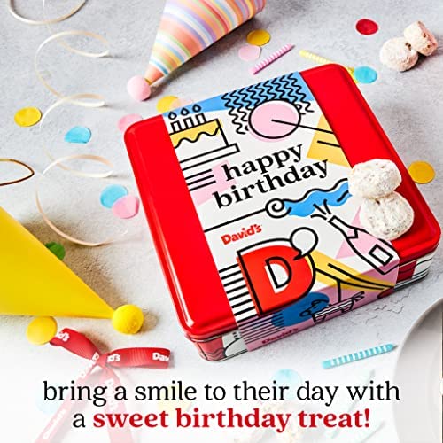 David’s Cookies Happy Birthday Gift for Everyone – 1Lb Butter Pecan Meltaways Cookies with Crunchy Pecans and Powdered Sugar – Premium Fresh Ingredients – Comes with a Lovely Birthday Themed Tin