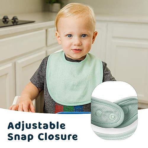 Tiny Twinkle 8 Pack Baby Food Bibs for Eating - Waterproof & Absorbent 6-12 Months Infant Bibs, OEKO-TEX Certified Drooling Bibs for Baby Led Weaning(Boy Macaron 8-Pack)