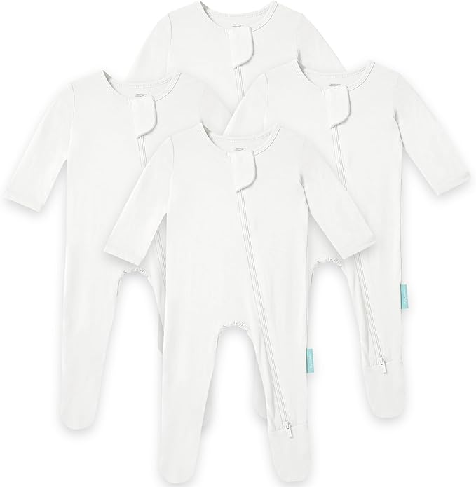 PurComfy Baby Zipper Footie Pajamas, Supersoft Bamboo Rayon Baby Footed Pjs Boy Girl 0-3-6-9-18-24 Month Coverall Sleepers
