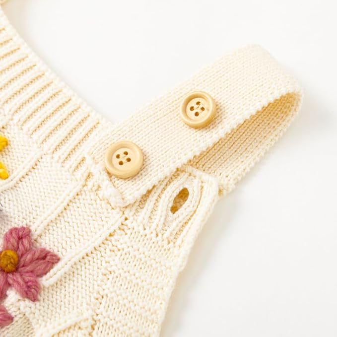 Simplee kids Baby Girls Sunflower Knit Rompers Knit Clothes for Newborn Baby Girls