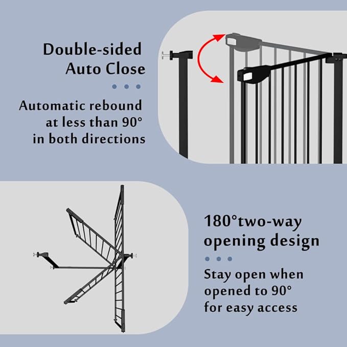 DEARBB Triple Lock Baby Gate for Stairs Doorways and House 31" to 86" Extra Wide Pressure Mounted Easy Walk Through Auto Close Safety Pet Gate Black 76.77-86.22"