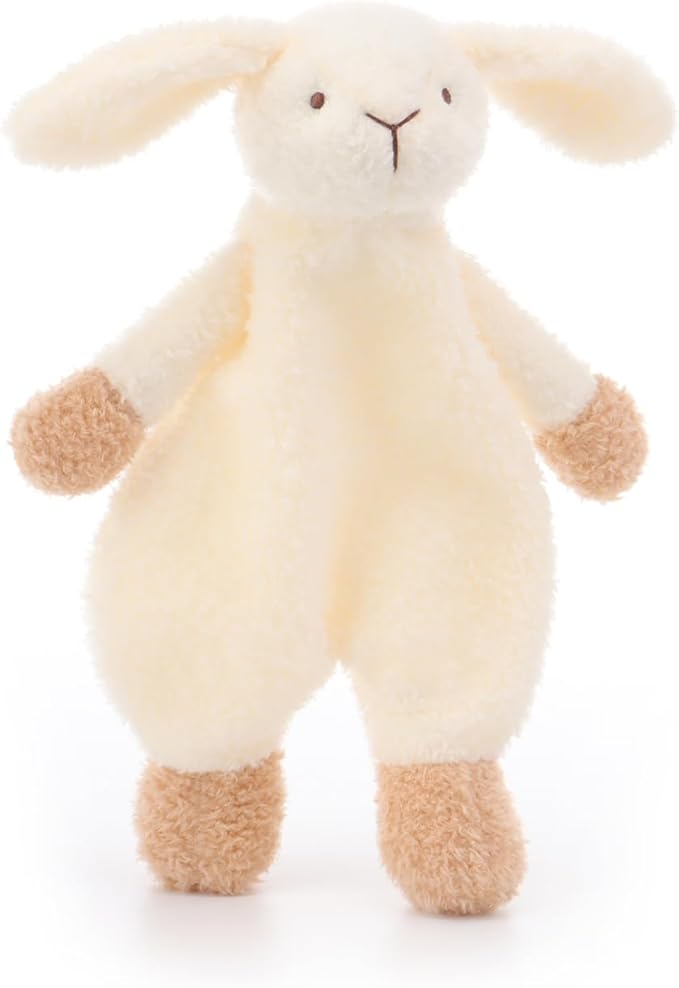 Apricot Lamb Stuffed Animals Security Blanket White Bunny Rabbit Infant Nursery Character Blanket Luxury Snuggler Plush(White Bunny, 10 Inches)