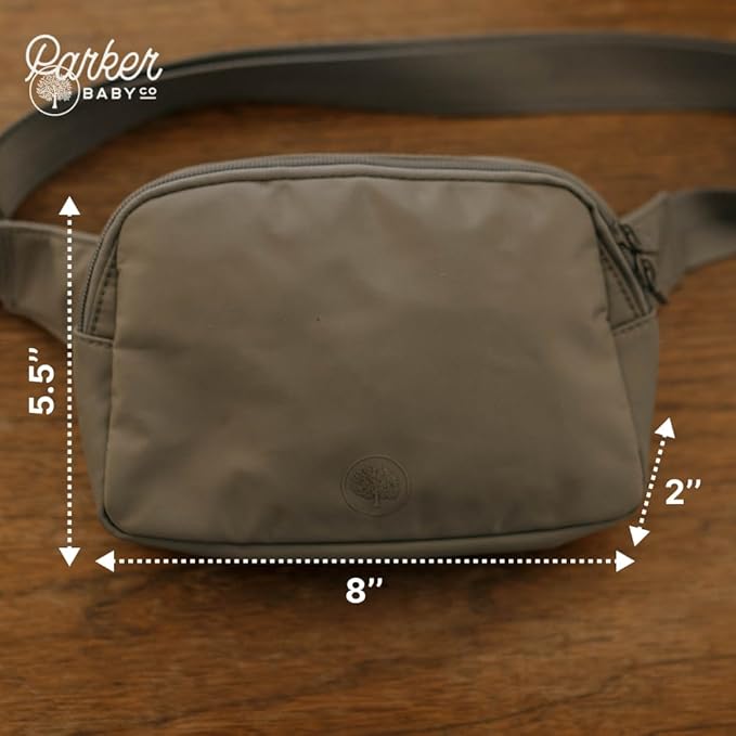 Parker Baby Co. Diaper Belt Bag - Portable Fanny Pack Diaper Bag, Crossbody Bag for Moms - Birch Belt Bag - Gray