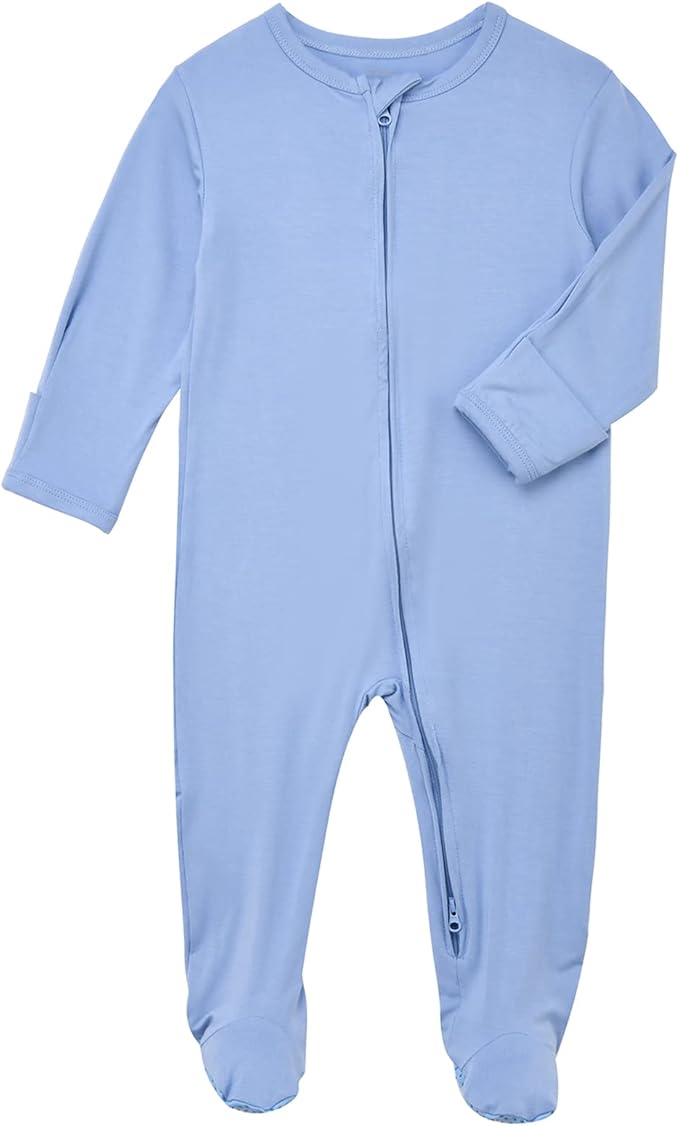 Aablexema Baby Footie Pajamas Zipper - Rayon from Bamboo Infant Footed Pjs with Mittens Sleepwear Jammies